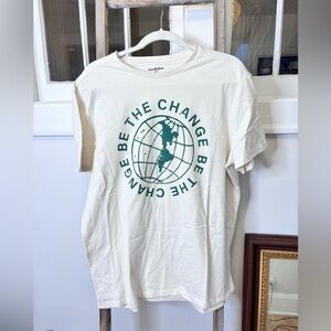 Goodfellow & Co Cream Tee with Green World Graphic